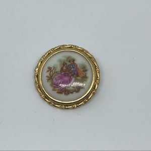 Vintage Limoges french porcelain brooch